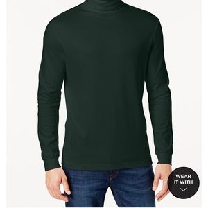 Club Room Mens Green Cotton Long Sleeve Mock Neck T-Shirt NWT XL